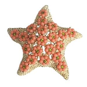 Vtg Rare HAR Starfish Nautical Sealife Orange Green Pin Brooch